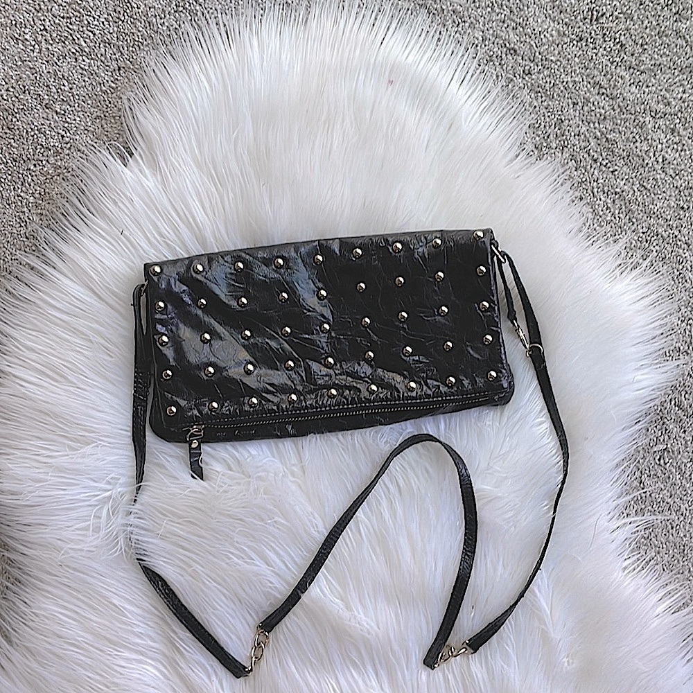 Joseph Charles Vintage Sussex Convertible Leather & 24k gold plated bag EUC